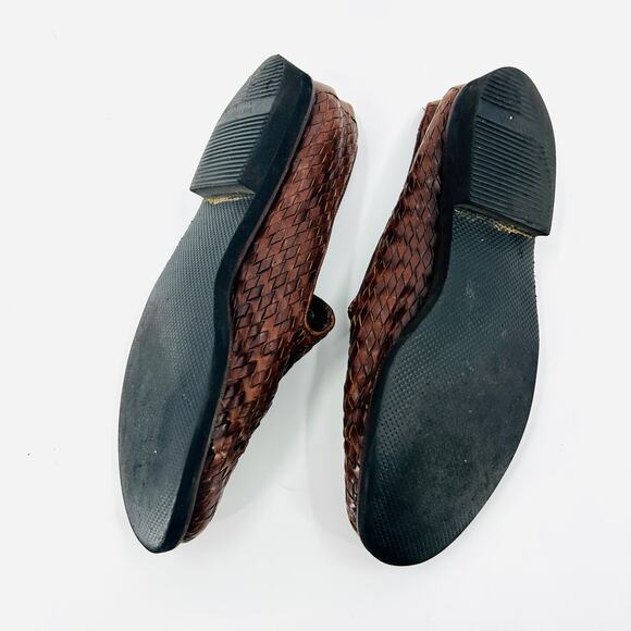 Vintage 80s Cole Haan Brown Woven Leather Loafers Made in Brazil main image 6